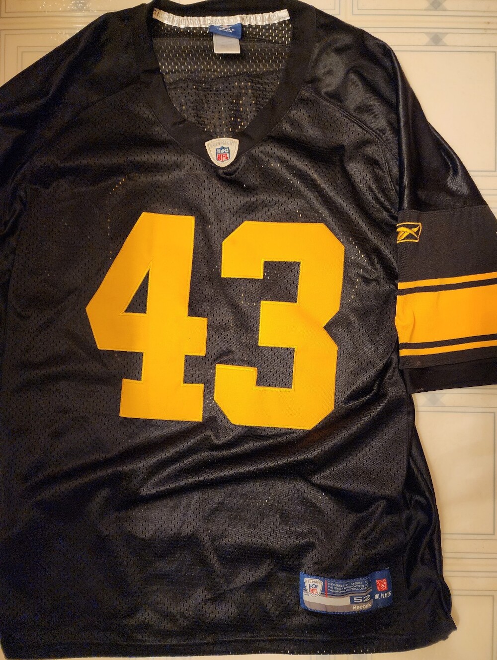 Reebok Men’s Black and Yellow #43 Football Jersey